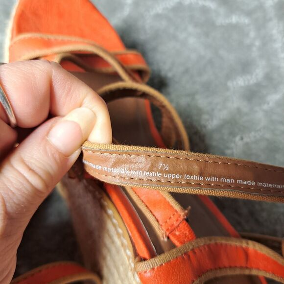 MOSSIMO CORAL ORANGE ESPADRILLE SANDALS WOMENS SIZE 7.5 WEDGE 4.5 INCH HEEL - Picture 13 of 13